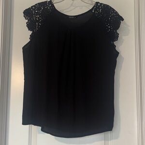 SHEIN curve Black Lace Sleeve Blouse